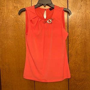 Ivanka Trump Coral/Peach Sleeveless Blouse w/ Gold Details GUC